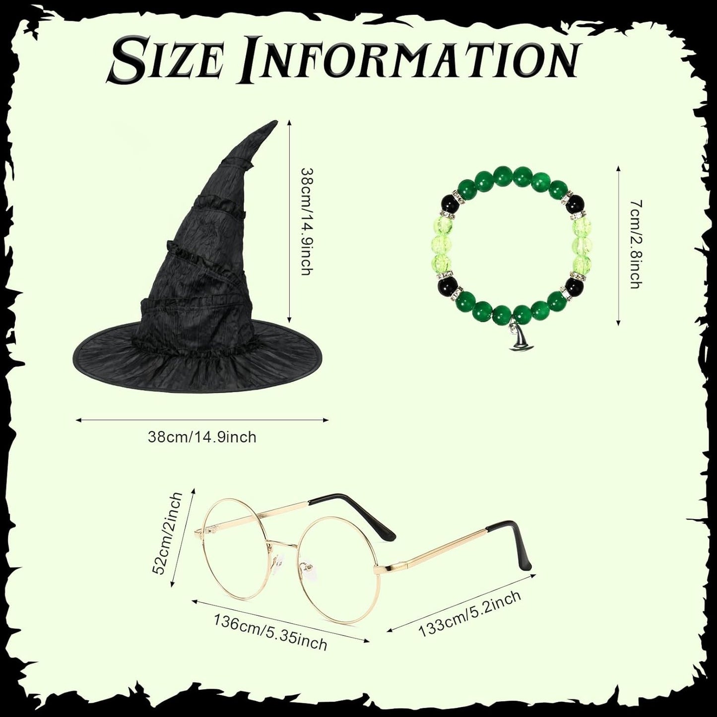Witch Costume for Girls - Halloween Costume for Kids, Black Ruffled Witch Dress with Witch Hat, Cape, Glasses Cosplay Outfit