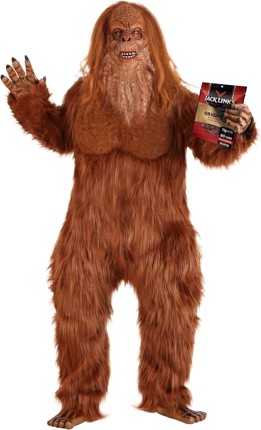 Adult Jack Links Sasquatch Halloween Costume | Bigfoot Mascot Complete Outfit | Officially Licensed