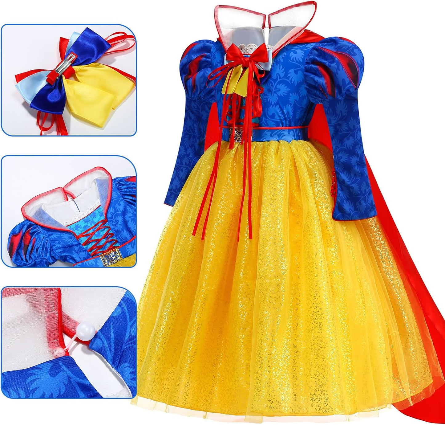 Princess Costume for Girls Dresses Kids Outfit for Halloween Cosplay with Accessories