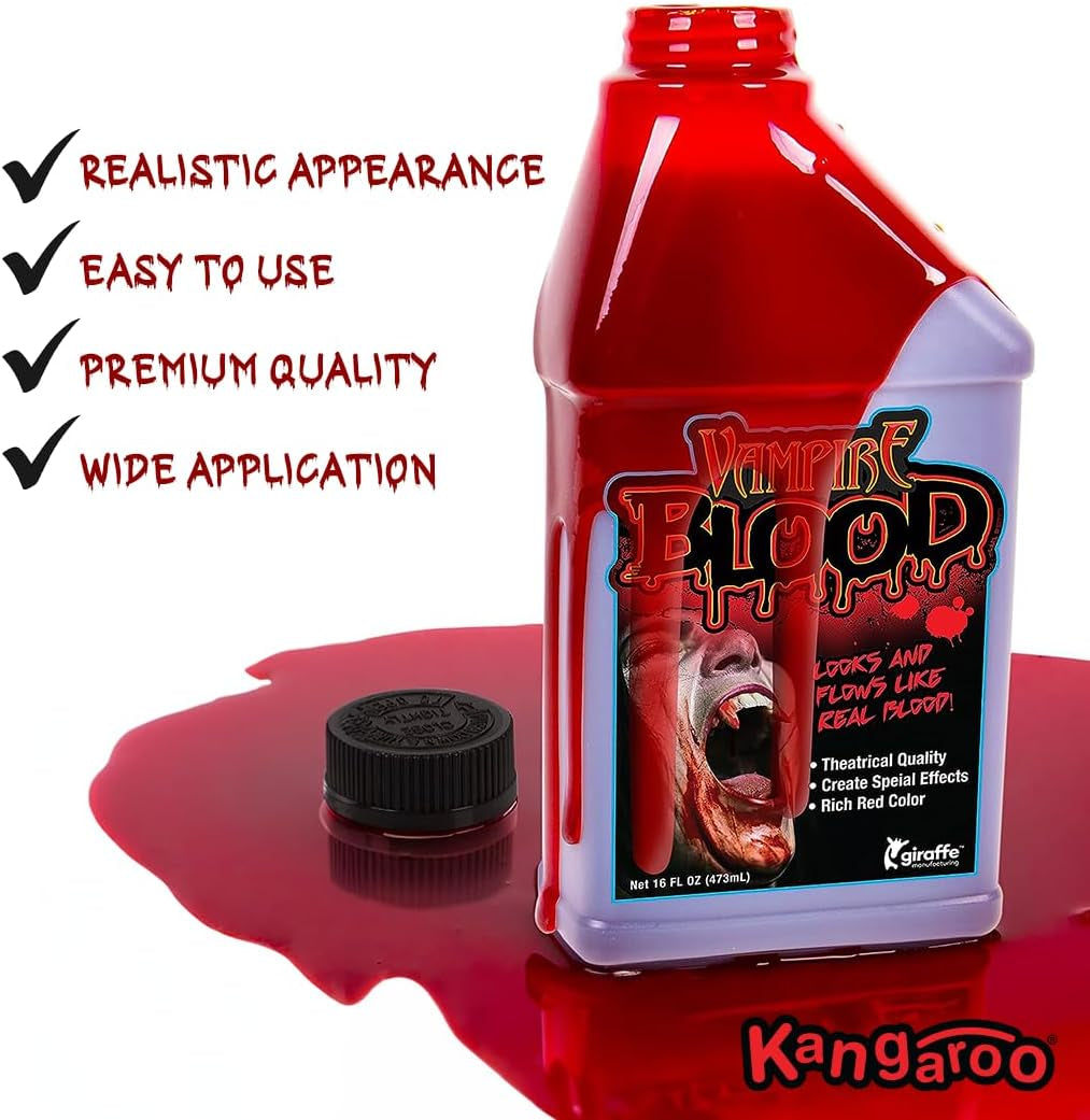 Fake Blood for Halloween, Special Effects Makeup, True Blood Color, 15.95 Oz, Package May Vary
