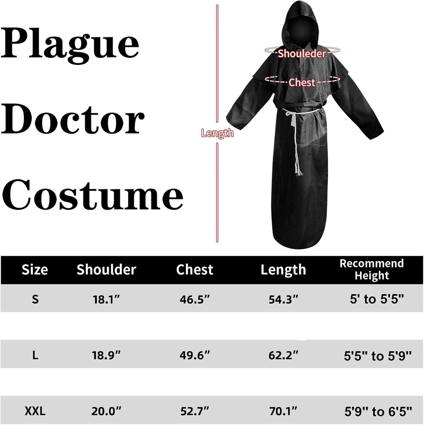 Plague Doctor Costumes,Plague Doctor Mask,Halloween Costumes Cosplay for Men Women Teenagers