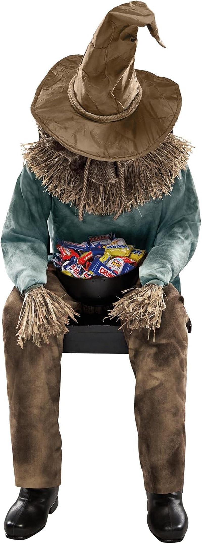 4.5 Ft Scary Sitting Scarecrow Animatronic | Decorations | Animated | Pop-Up Motion | Scarecrow Prop