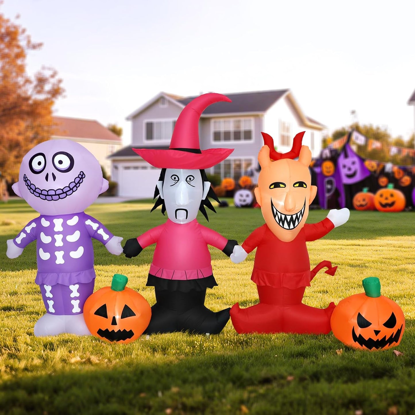 5 Ft Halloween Inflatable Yard Decoration, Outdoor Blow up Yard Fun Decor, Built-In LED Lights for Outdoor Halloween Lawn Decor