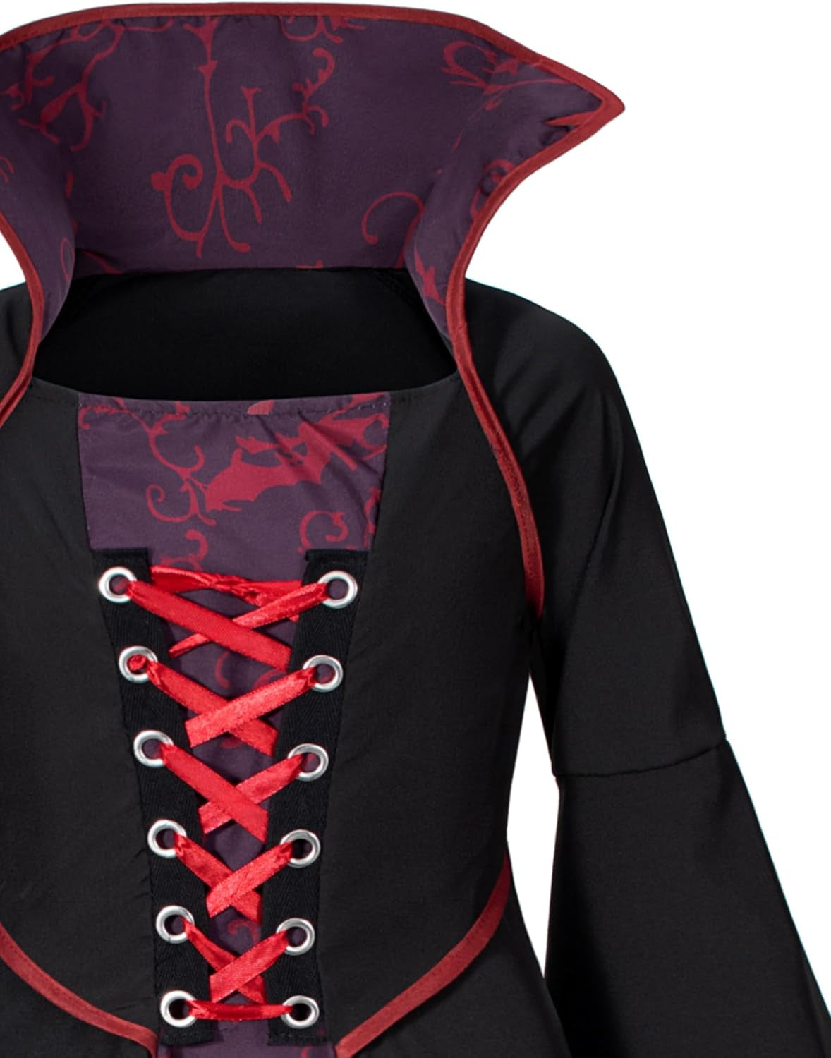 Vampire Costume Set for Girls Halloween Dress up with Vampires Props (Fangs, Wand, Choker) 3-12 Years