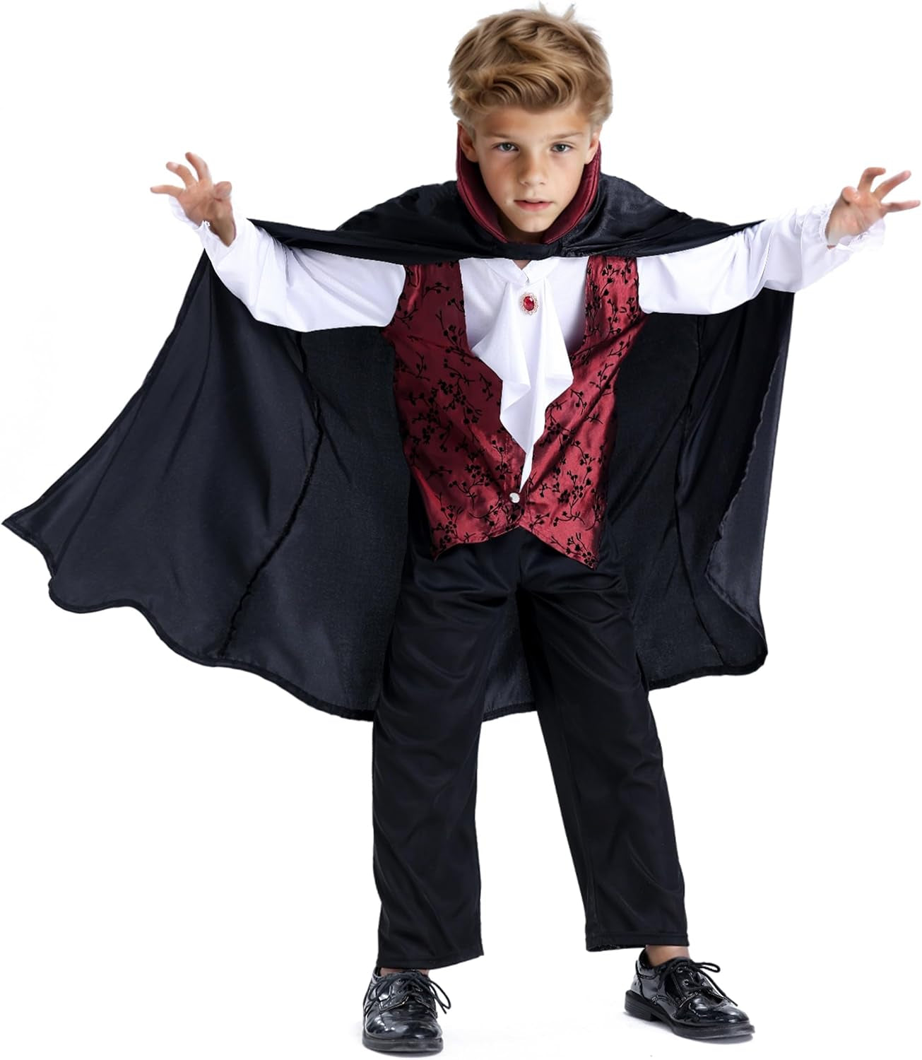 Scary Vampire Costume for Kids – Boys Gothic Vampire Costume Outfit for Halloween Party or Trick-Or-Treat