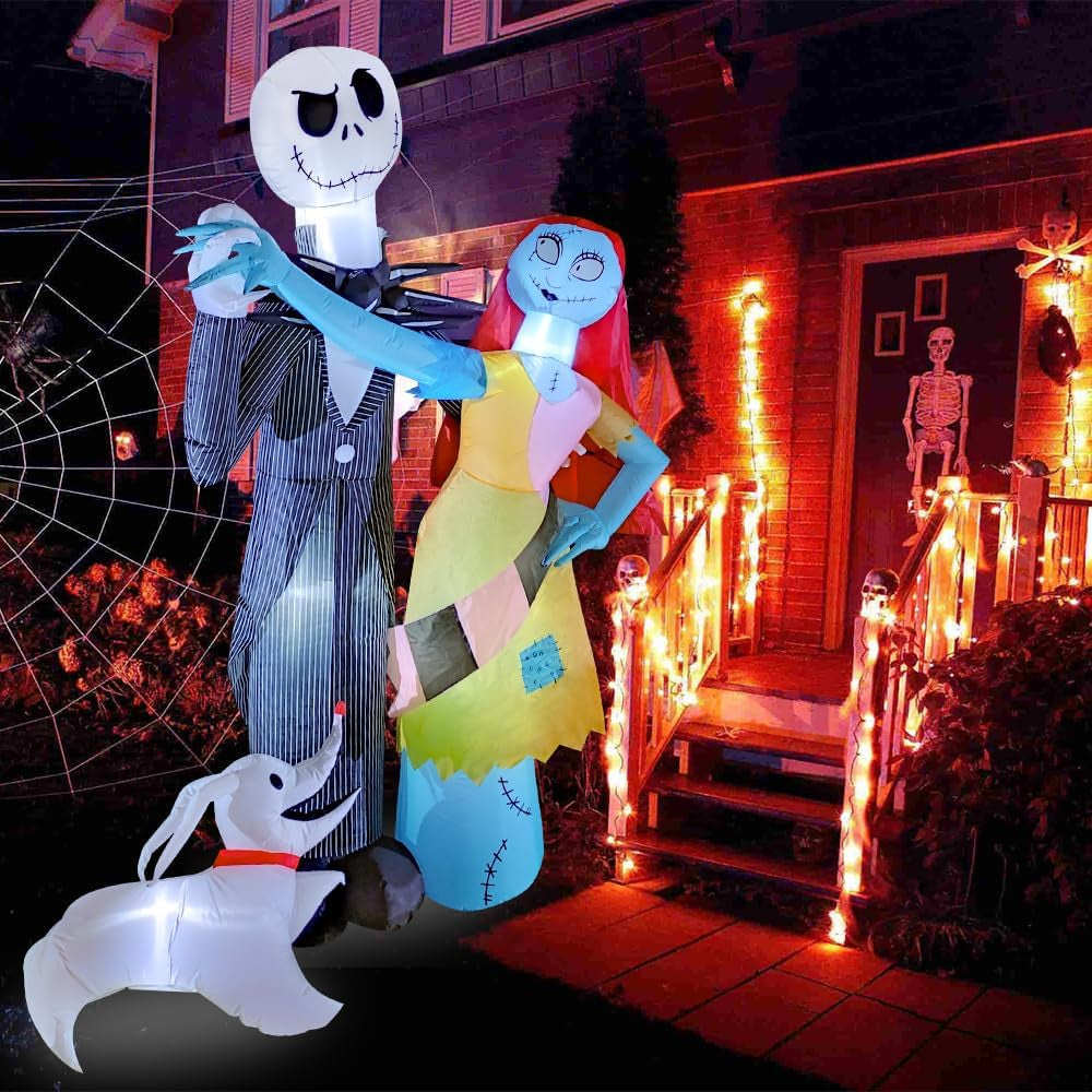 6 Ft Inflatable Halloween Yard Decorations Outdoor - Halloween Skeleton and Dog Blow up Decoration - Built-In - for Halloween Outdoor Lawn Decorations