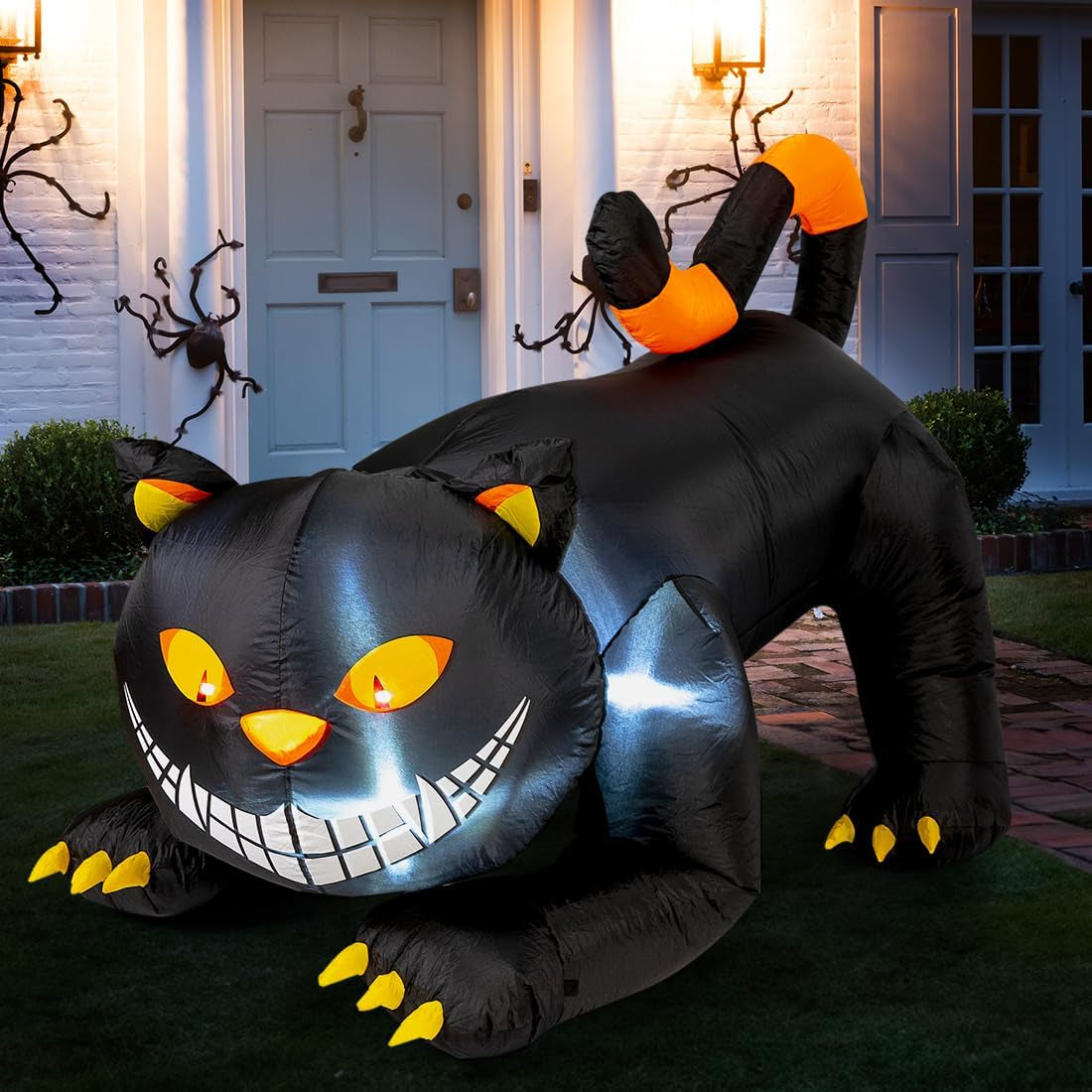 6 FT Halloween Inflatables Outdoor Black Cat with Shakable Head, Blow up Yard Decoration with LED Lights Built-In for Holiday/Party/Yard/Garden
