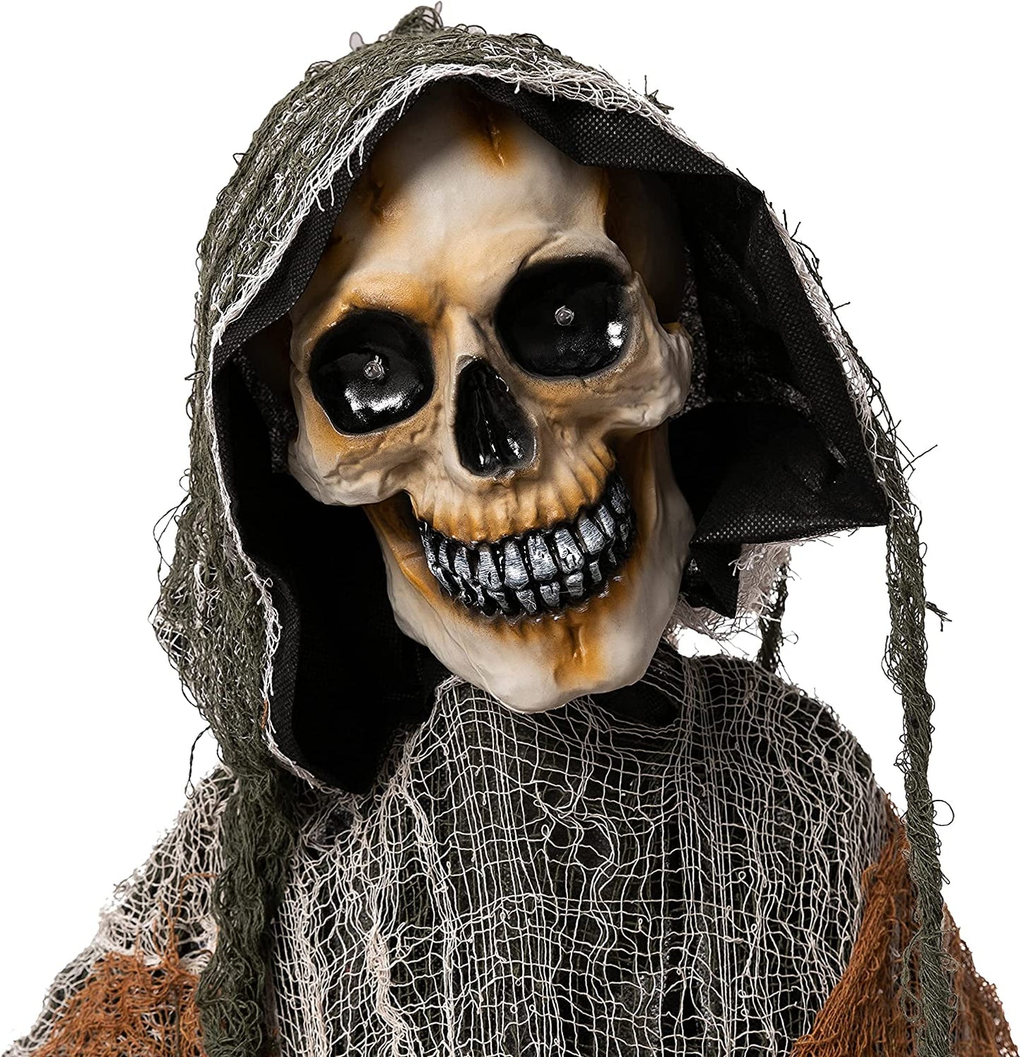 67" Halloween Decorations Outdoor Life Size Animatronics Grim Reaper with Chain, Sound-Actived Party Decor with Creepy Sound, Scary Haunted House Props for Garden Yard Lawn