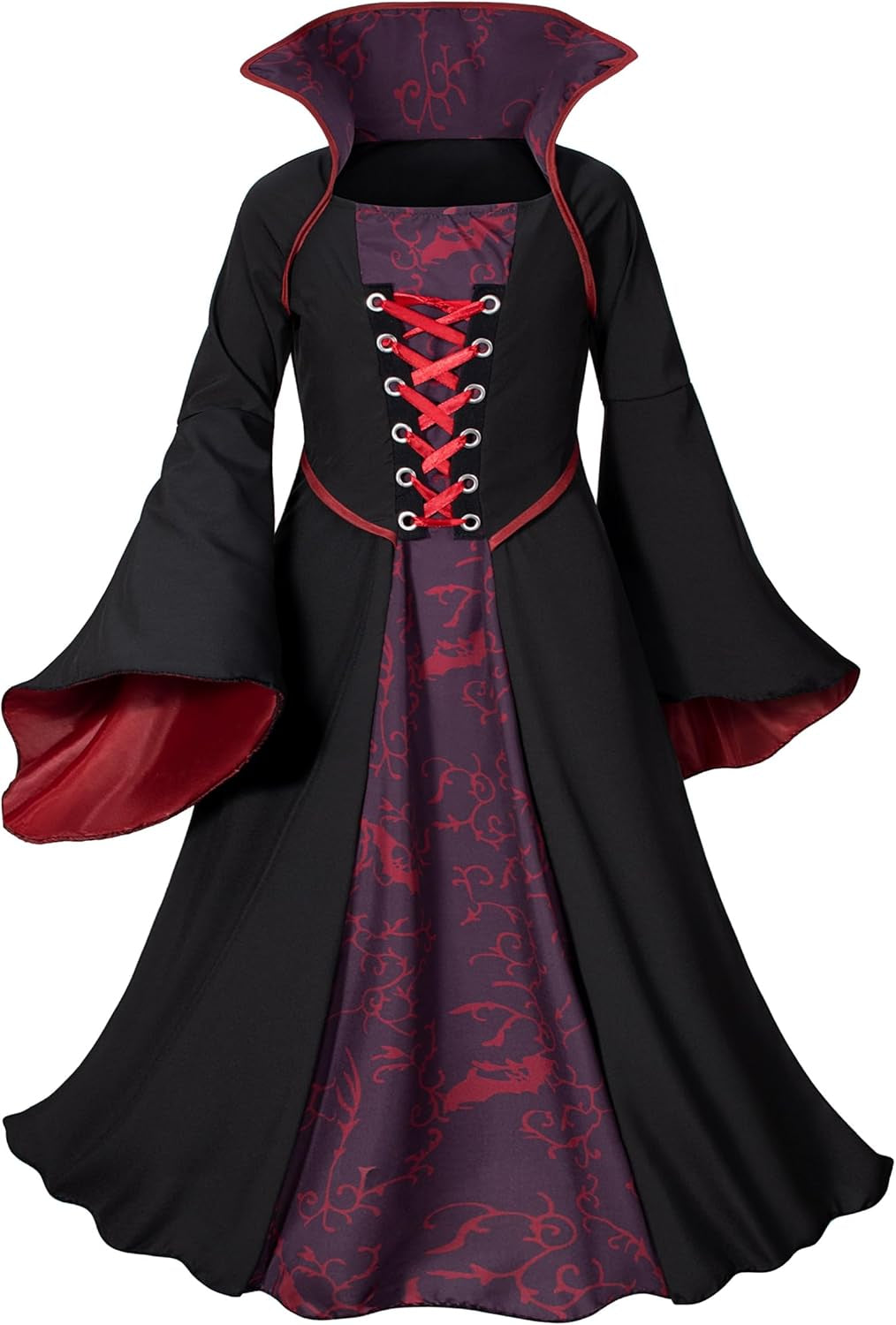 Vampire Costume Set for Girls Halloween Dress up with Vampires Props (Fangs, Wand, Choker) 3-12 Years