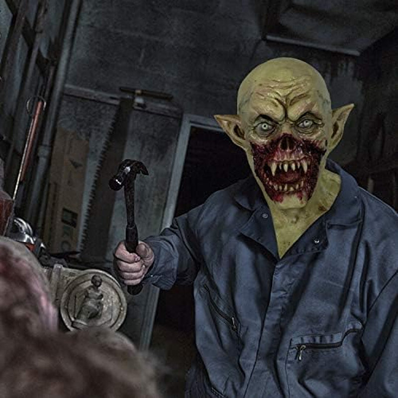 Vampire Mask Zombie Head Mask for Adult, Scary Horror Creepy Demon Monster Mask for Halloween Costume Party.
