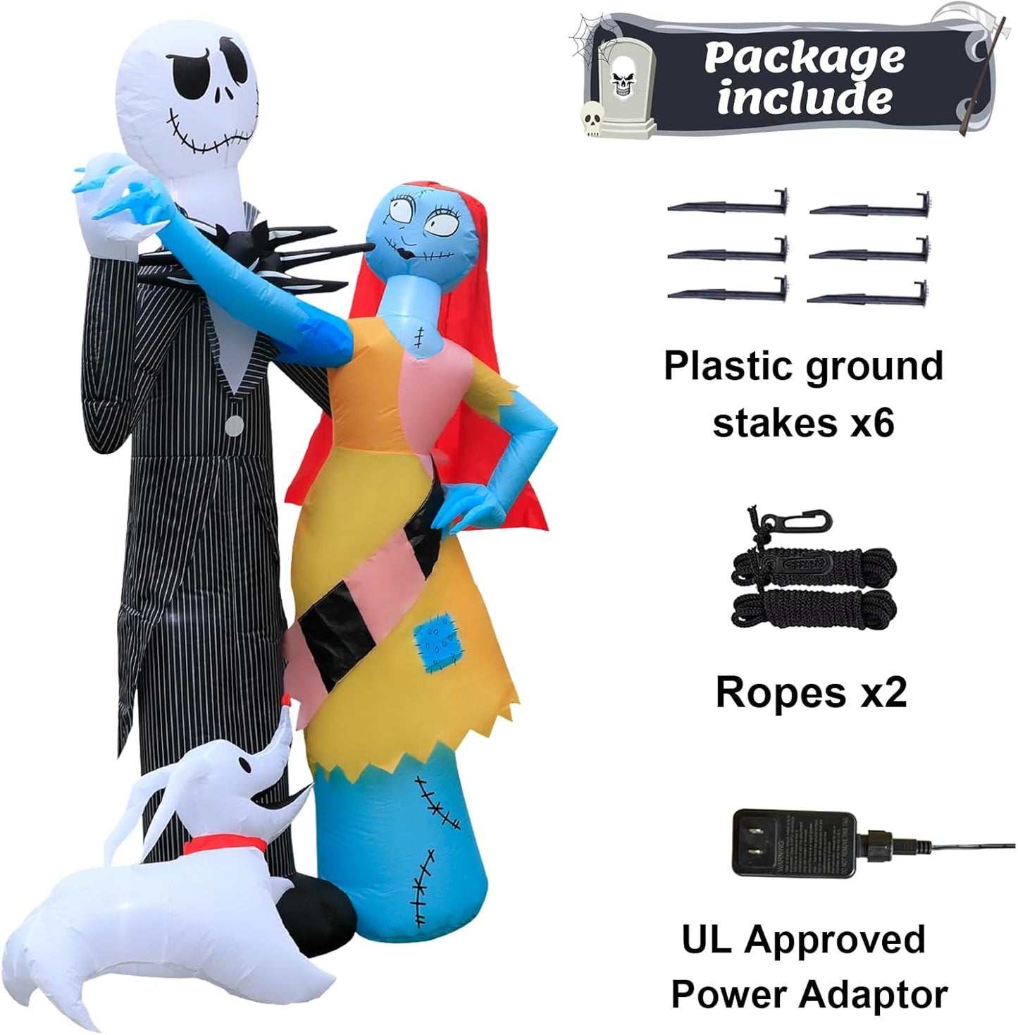 6 Ft Inflatable Halloween Yard Decorations Outdoor - Halloween Skeleton and Dog Blow up Decoration - Built-In - for Halloween Outdoor Lawn Decorations