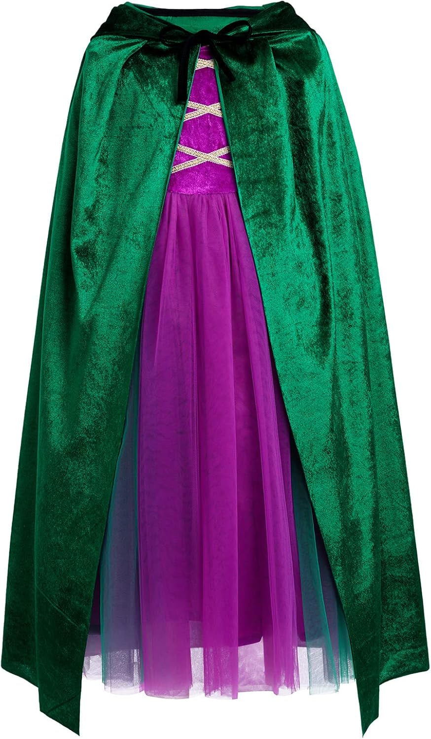 Halloween Costume for Girls Velvet Tulle Tutu Witch Dresses with Wigs Velvet Cape 3Pcs Set for Halloween Carnival