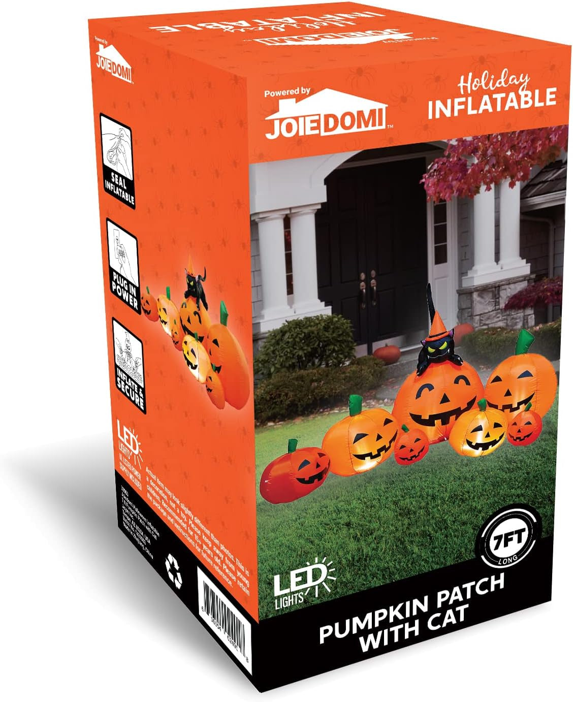 7 FT Long Halloween Inflatables Pumpkin Outdoor Decorations, 7 Pumpkins outside Decoration with Witch'S Cat with Build-In Leds Blow up Inflatables for Party Yard Lawn Garden Decor