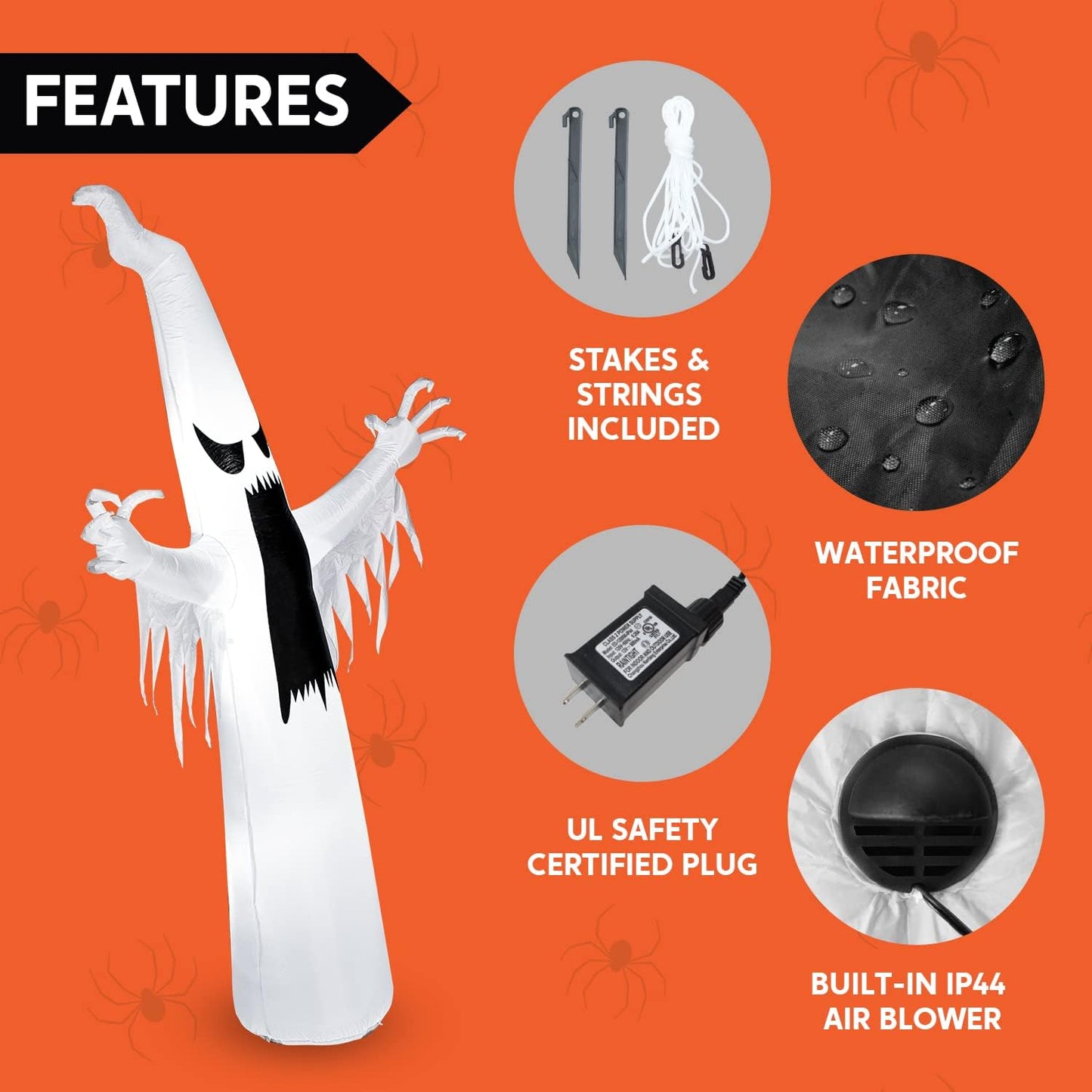 12 FT Halloween Inflatables Outdoor Decorations, Scary Ghost Halloween Decor, Inflatable Ghost Blow Ups for Yard with Leds for outside Yard Decorations
