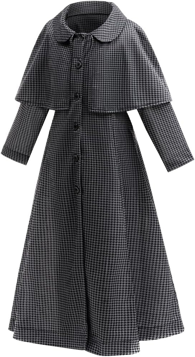Girl Grey Costume Striped Long Coat Kid Cosplay Dress Halloween Character Party with Wig and Socks Set