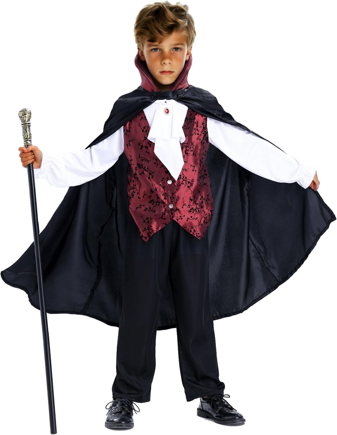 Scary Vampire Costume for Kids – Boys Gothic Vampire Costume Outfit for Halloween Party or Trick-Or-Treat