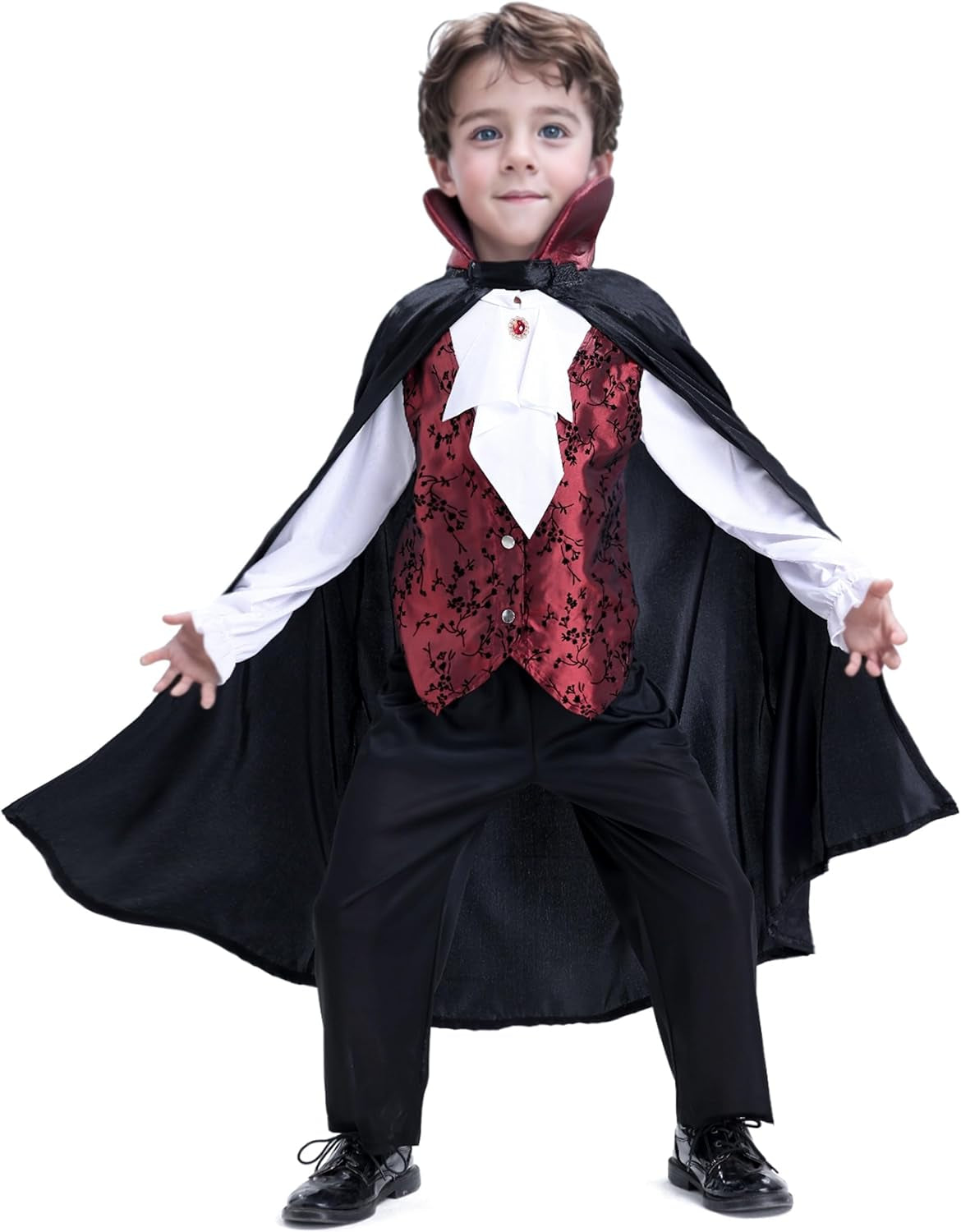 Scary Vampire Costume for Kids – Boys Gothic Vampire Costume Outfit for Halloween Party or Trick-Or-Treat