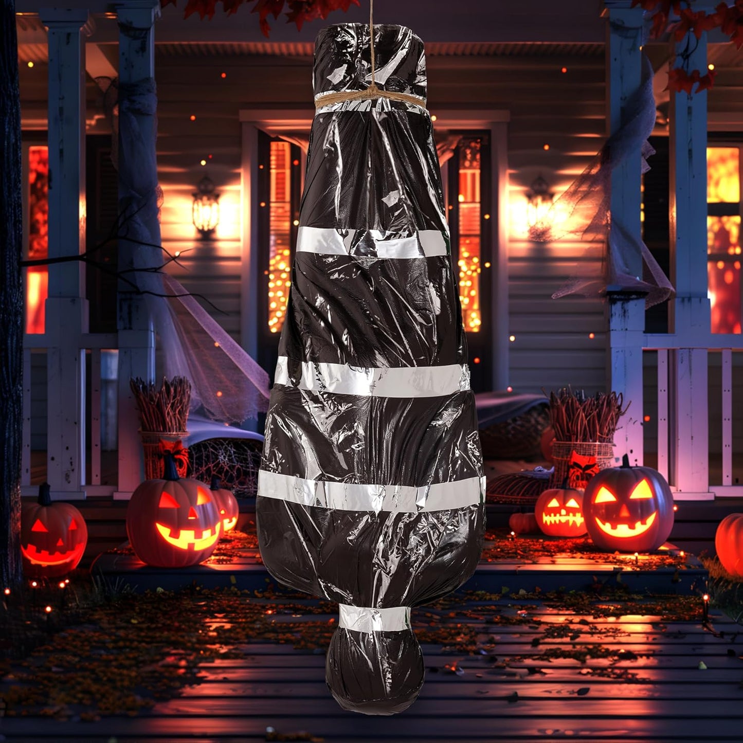 5Ft Hanging Corpse Dead Victim Props Scary Inflatable Halloween Decorations Outdoor, Creepy Body Haunted House Decor Props for Indoor Lawn Yard Party Garden