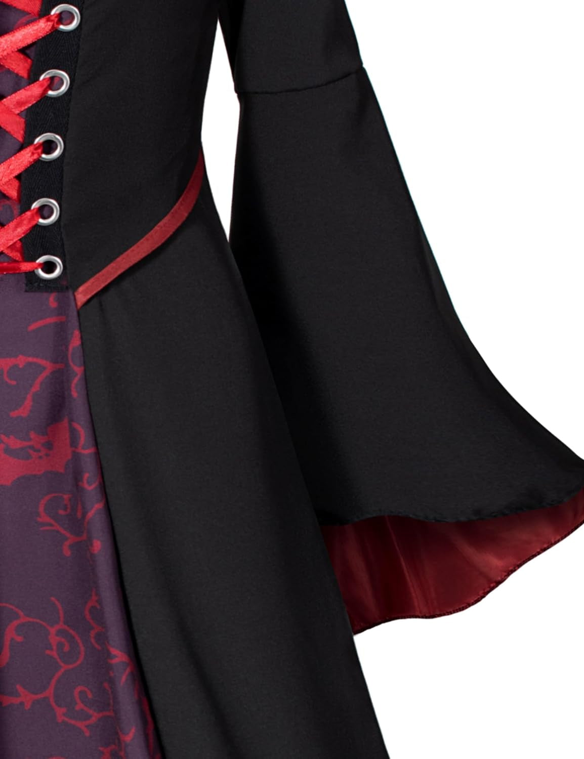Vampire Costume Set for Girls Halloween Dress up with Vampires Props (Fangs, Wand, Choker) 3-12 Years