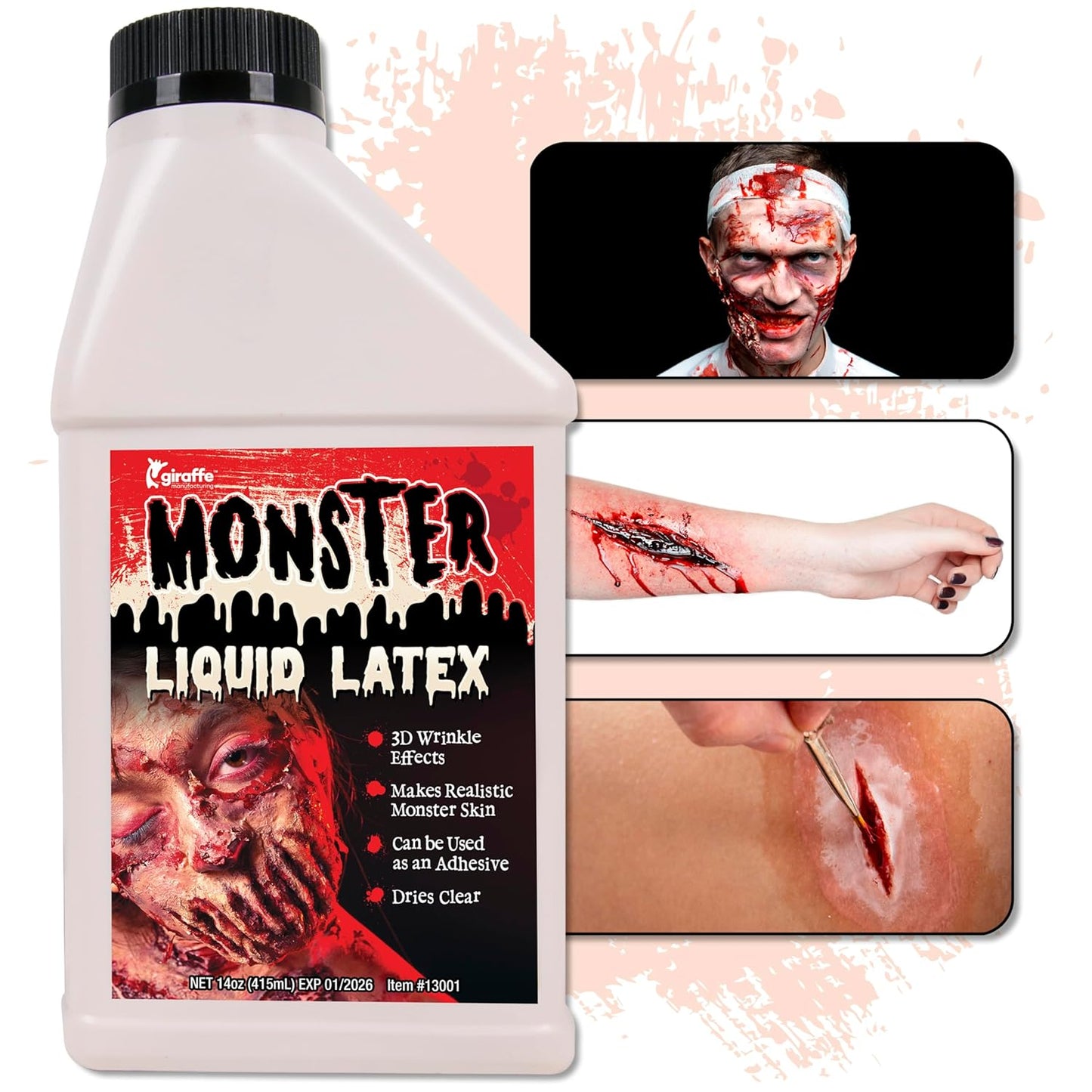 Liquid Latex SFX Makeup – 14 Oz Professional-Grade Face & Body Paint for Special Effects, Fake Scars, Wounds & Injuries