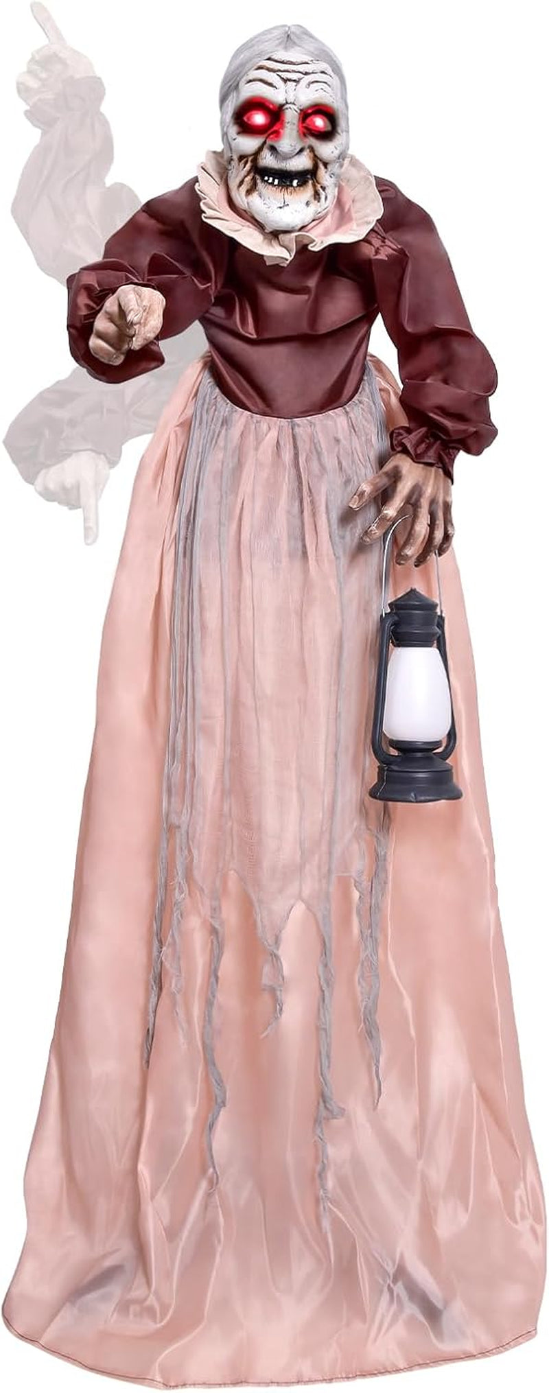 5FT Halloween Animatronics Life Size Witch Scary Prop, Motion Activated Outdoor Decoration, with Creepy Light up Eyes and Moving Arms, for Haunted House Party Lawn Patio Yard Decor
