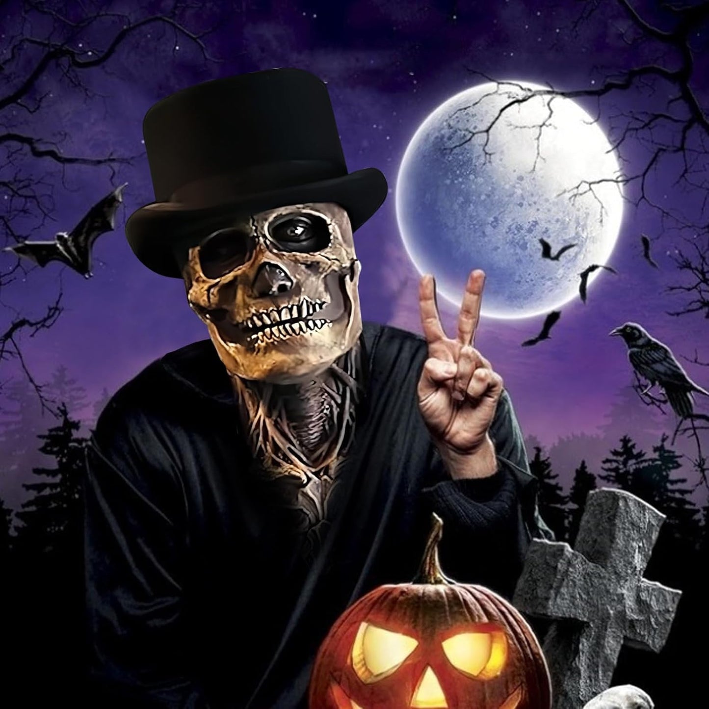 Halloween Skull Mask,Scary Full Head Horror Mask with Movable Jaw, Scary Realistic Latex Helmet Cosplay Party Props