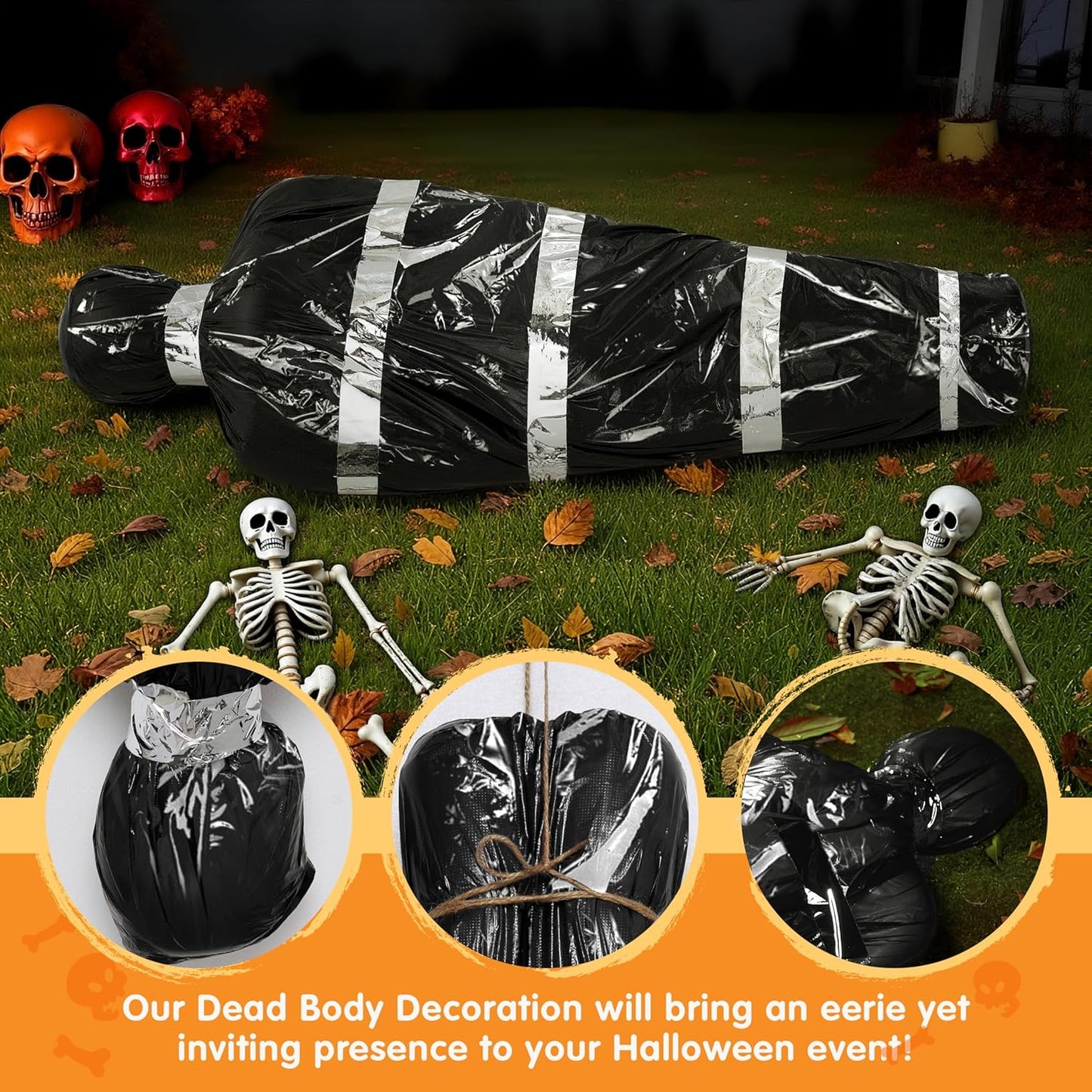 5Ft Hanging Corpse Dead Victim Props Scary Inflatable Halloween Decorations Outdoor, Creepy Body Haunted House Decor Props for Indoor Lawn Yard Party Garden