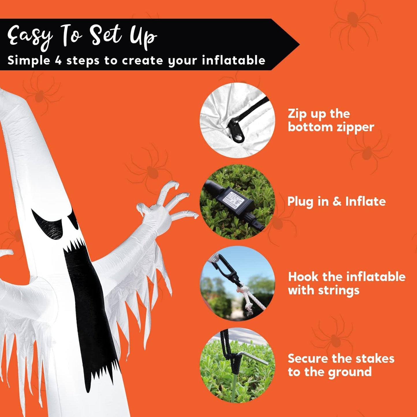 12 FT Halloween Inflatables Outdoor Decorations, Scary Ghost Halloween Decor, Inflatable Ghost Blow Ups for Yard with Leds for outside Yard Decorations