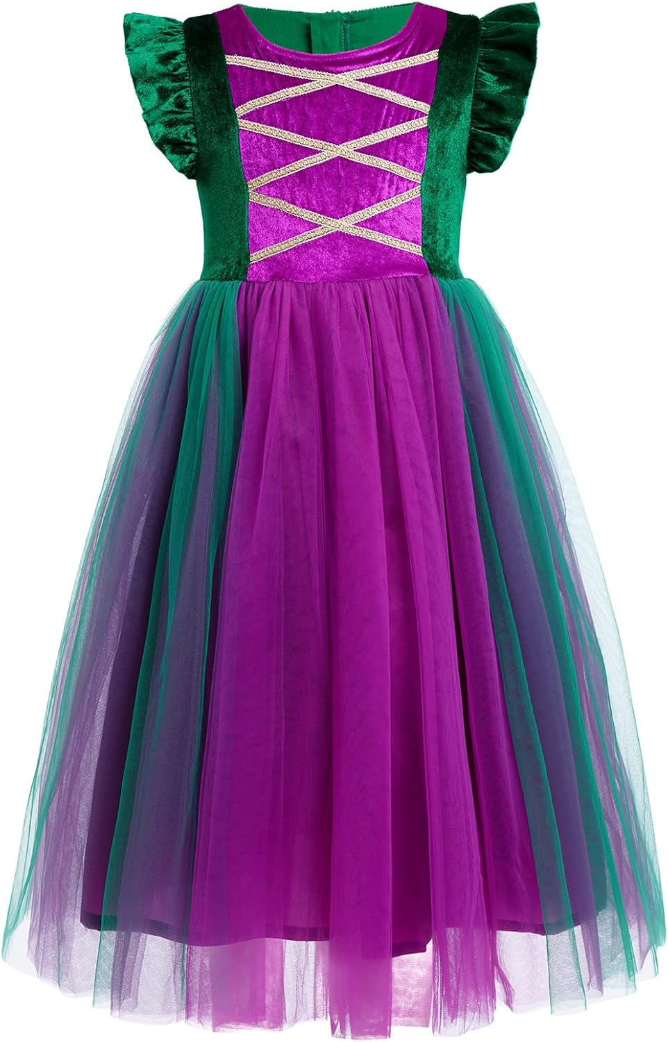 Halloween Costume for Girls Velvet Tulle Tutu Witch Dresses with Wigs Velvet Cape 3Pcs Set for Halloween Carnival