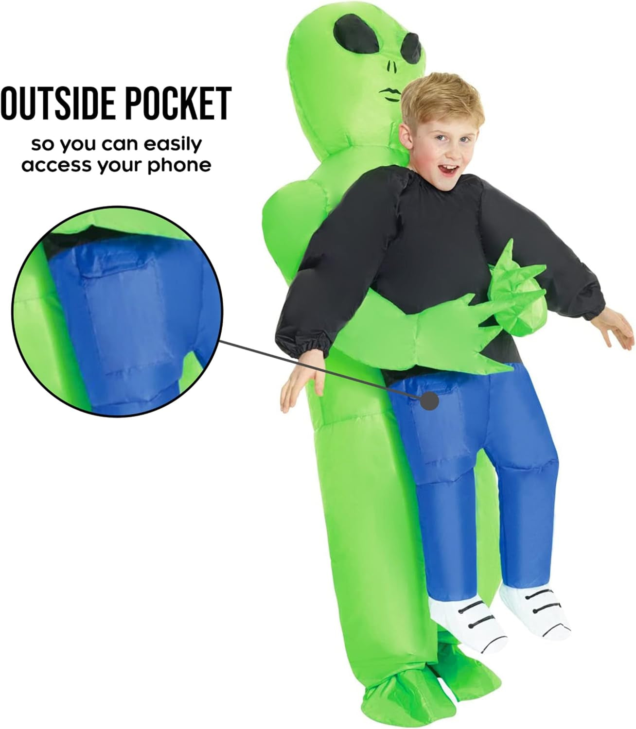Kids Inflatable Alien Costume, Blow up Alien Outfit for Children, Halloween Costumes for Kids, One Size