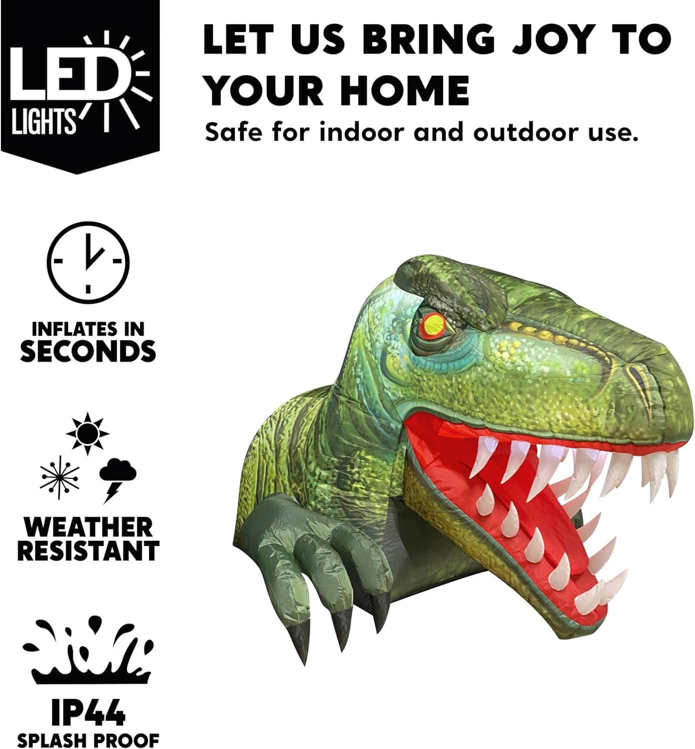 Animated Halloween Inflatable Outdoor Decorations, Trunk or Treat Car Decorations, Blow Ups Animated Dinosaur with Leds for Halloween Yard Decoration