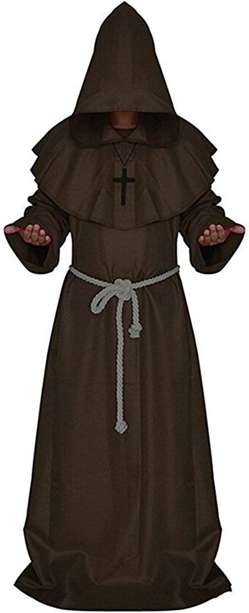 Friar Medieval Hooded Monk Renaissance Priest Robe Costume Cosplay
