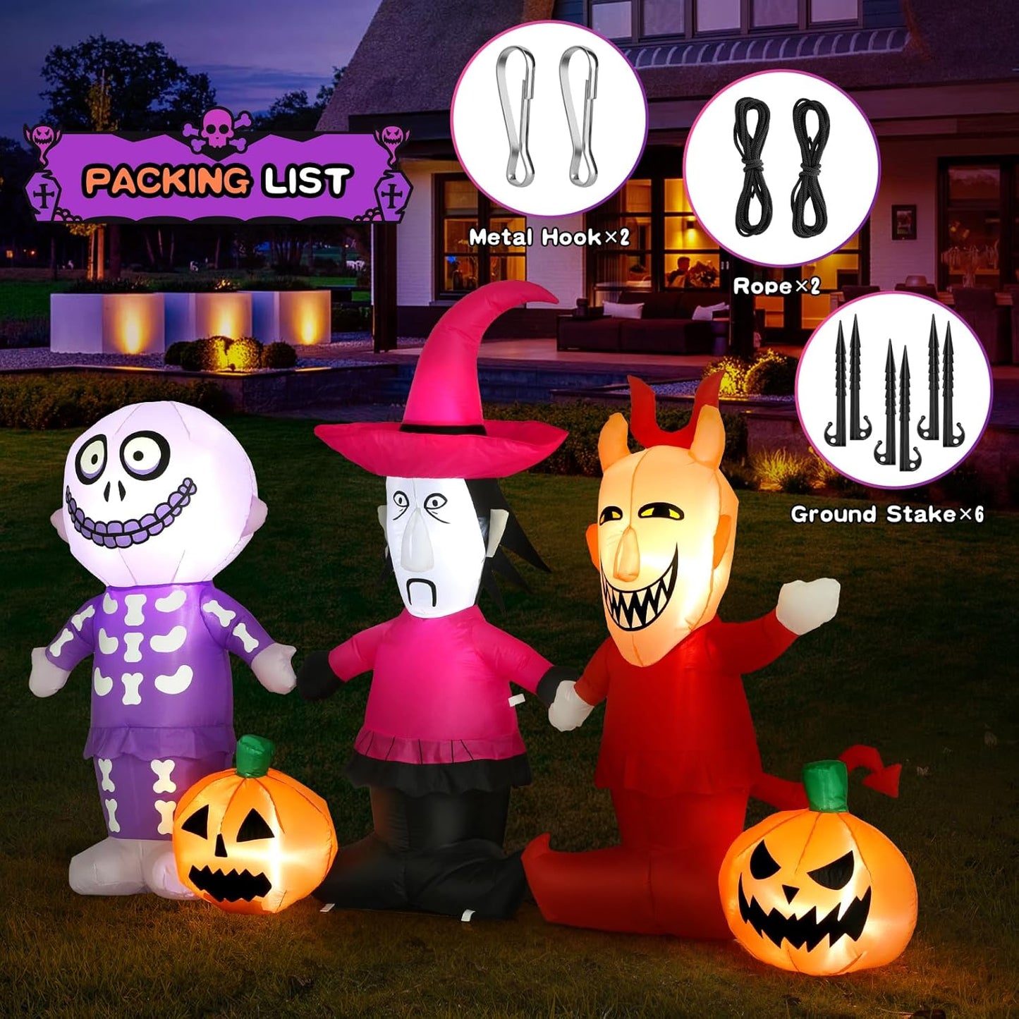 5 Ft Halloween Inflatable Yard Decoration, Outdoor Blow up Yard Fun Decor, Built-In LED Lights for Outdoor Halloween Lawn Decor
