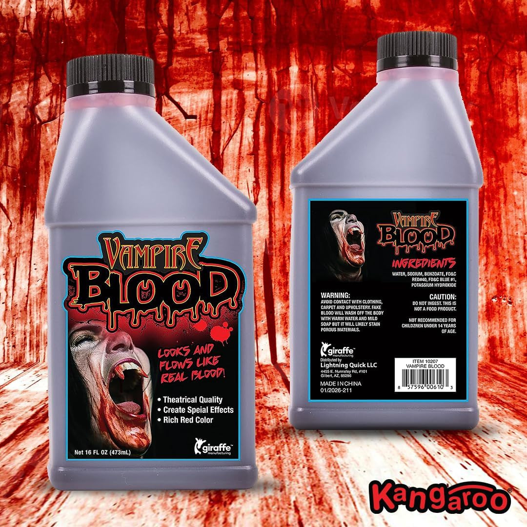 Fake Blood for Halloween, Special Effects Makeup, True Blood Color, 15.95 Oz, Package May Vary