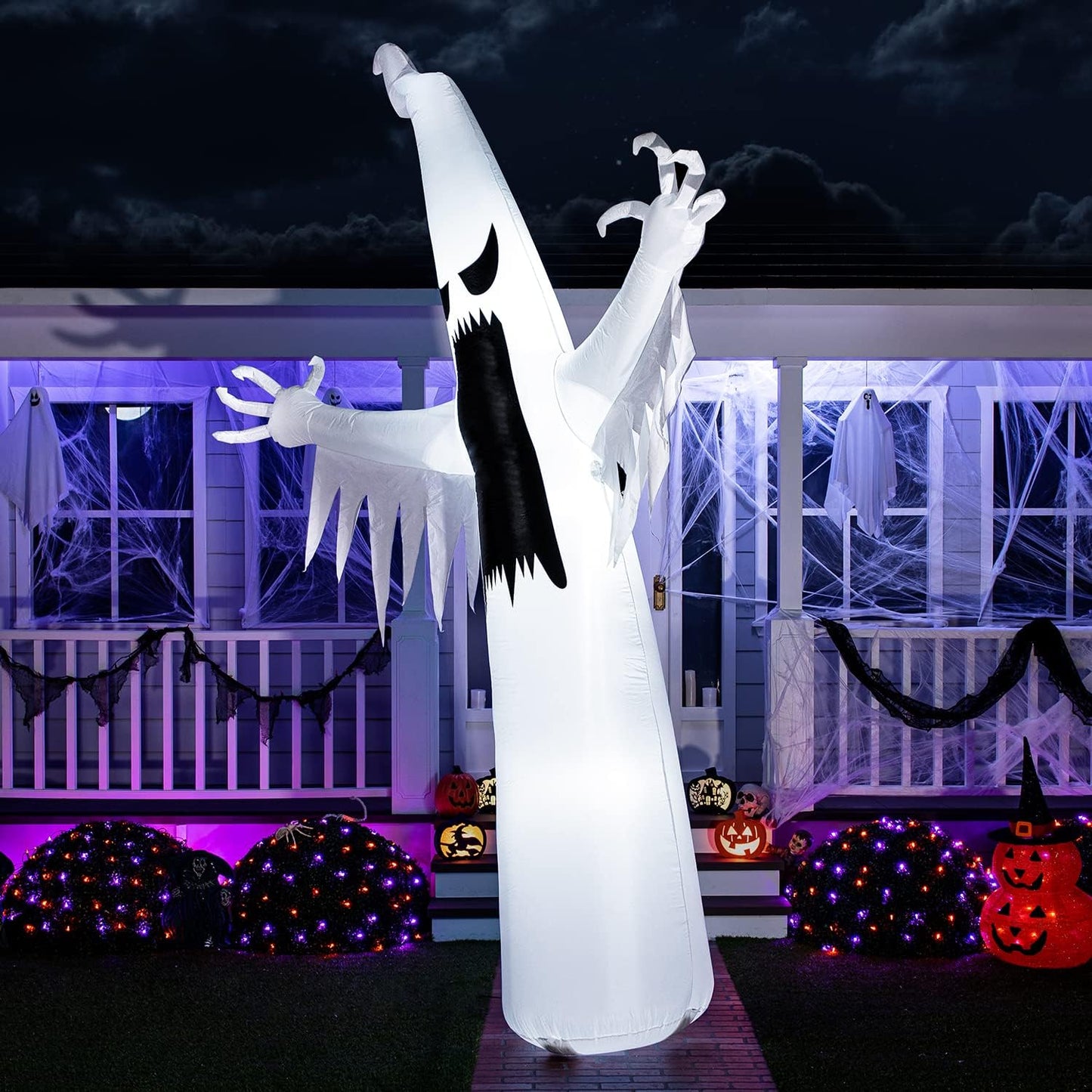 12 FT Halloween Inflatables Outdoor Decorations, Scary Ghost Halloween Decor, Inflatable Ghost Blow Ups for Yard with Leds for outside Yard Decorations