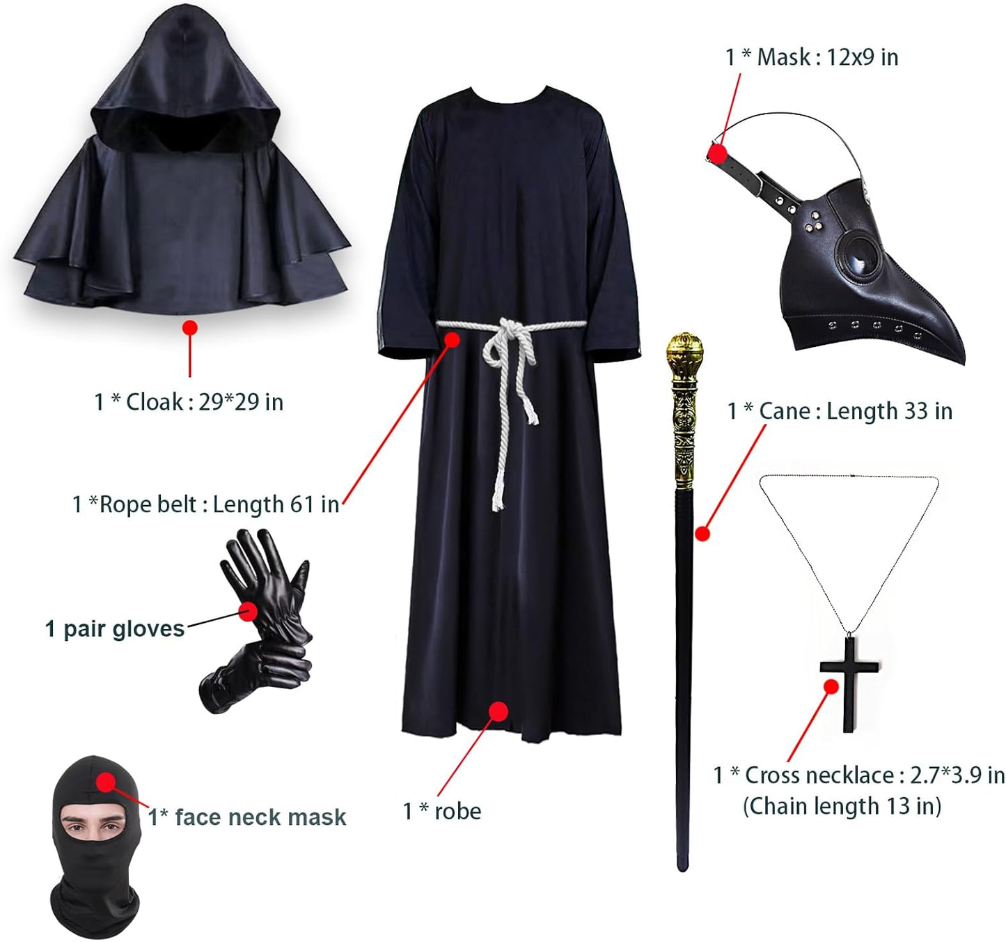 Plague Doctor Costumes,Plague Doctor Mask,Halloween Costumes Cosplay for Men Women Teenagers