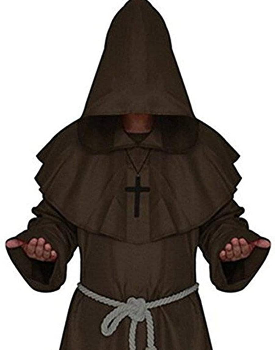 Friar Medieval Hooded Monk Renaissance Priest Robe Costume Cosplay