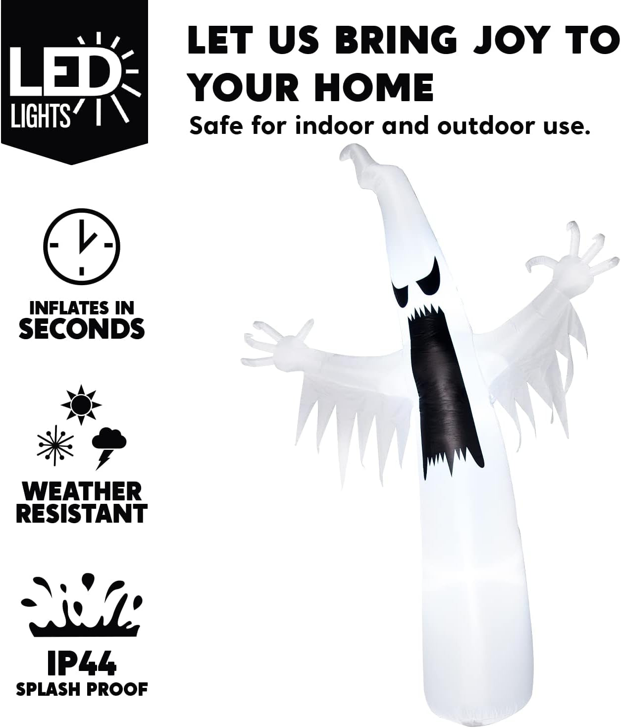 12 FT Halloween Inflatables Outdoor Decorations, Scary Ghost Halloween Decor, Inflatable Ghost Blow Ups for Yard with Leds for outside Yard Decorations