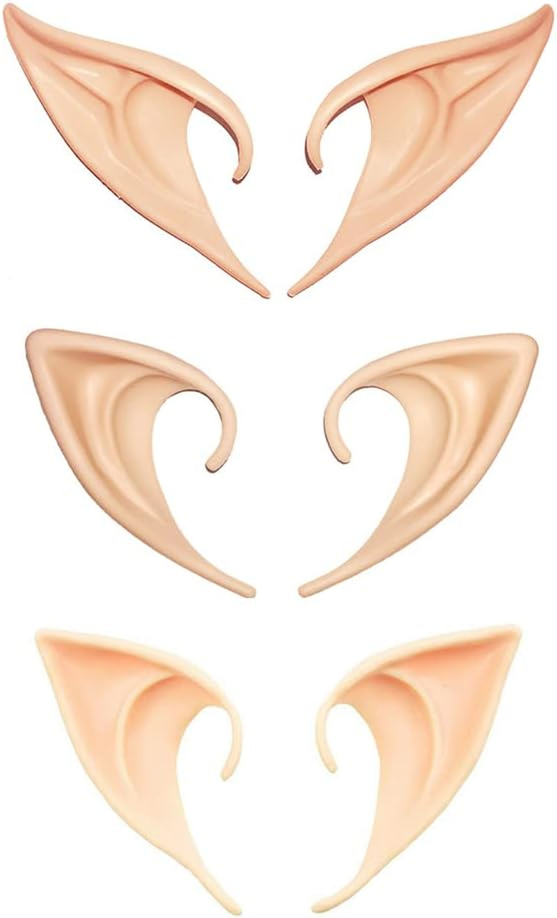 3 Styles Elf Ears Cosplay Fairy Pixie Ears Soft Pointed Elven Ear Anime Party Dress up Costume Accessories