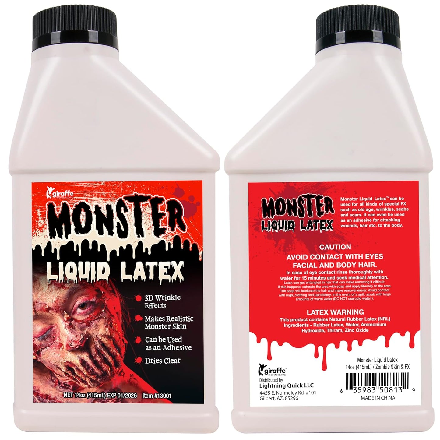 Liquid Latex SFX Makeup – 14 Oz Professional-Grade Face & Body Paint for Special Effects, Fake Scars, Wounds & Injuries