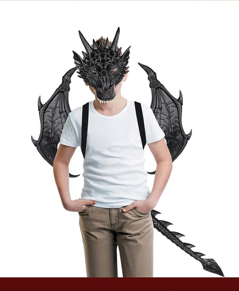 Kids Dinosaur Costume Dress up Wings Dragon Tail Mask Set Halloween for Children Birthday Party Favors Gifts