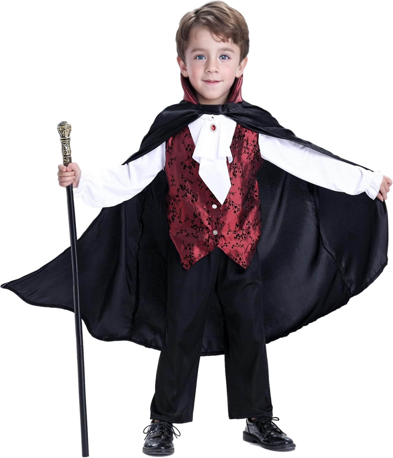 Scary Vampire Costume for Kids – Boys Gothic Vampire Costume Outfit for Halloween Party or Trick-Or-Treat
