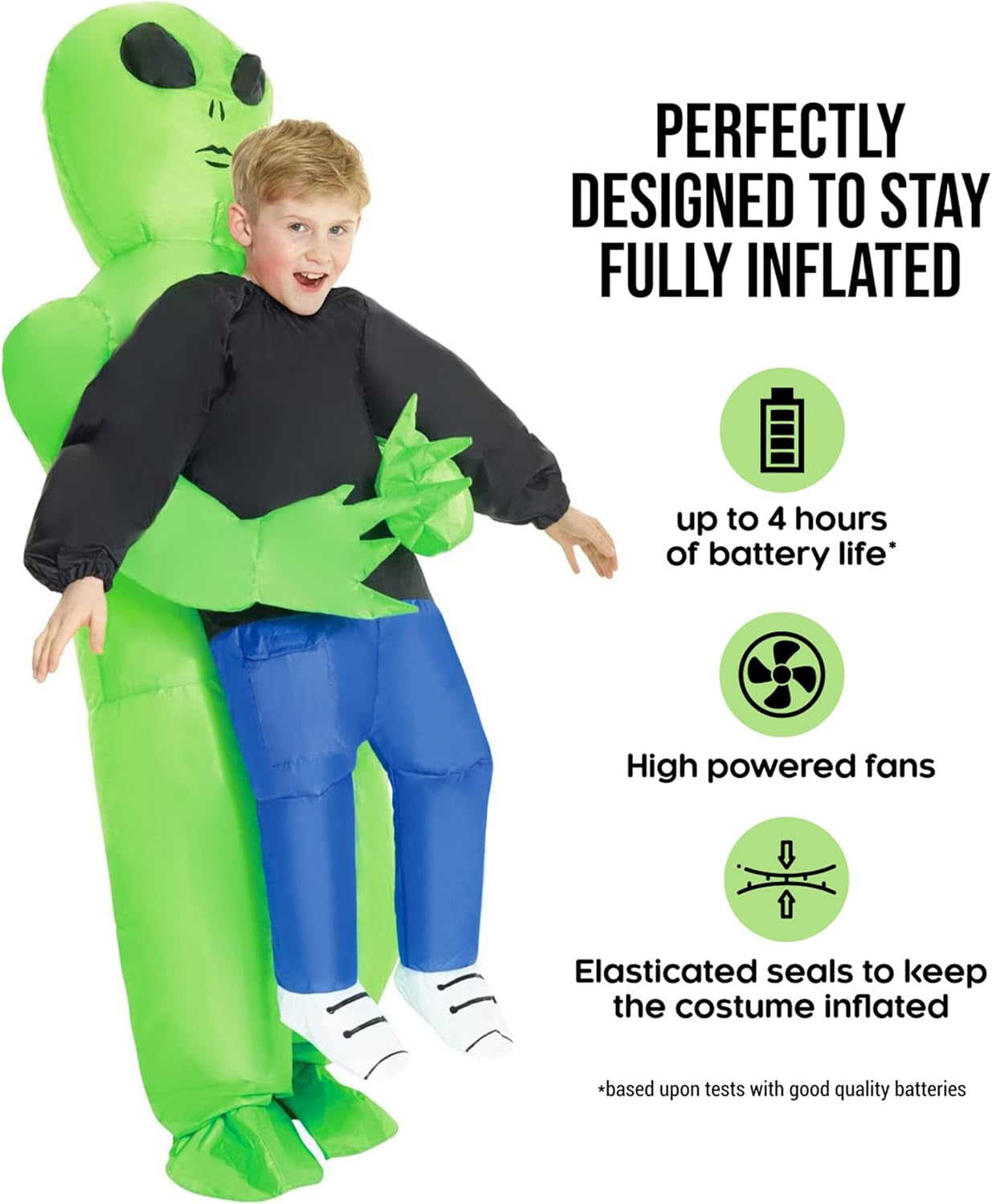 Kids Inflatable Alien Costume, Blow up Alien Outfit for Children, Halloween Costumes for Kids, One Size