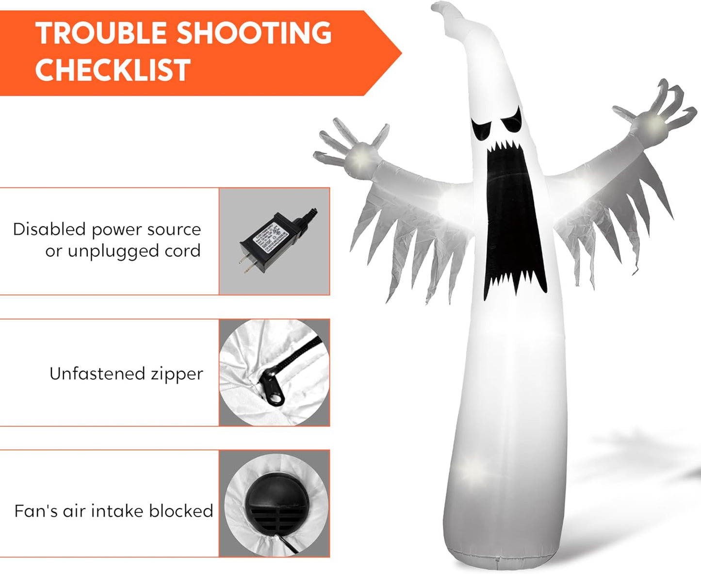 12 FT Halloween Inflatables Outdoor Decorations, Scary Ghost Halloween Decor, Inflatable Ghost Blow Ups for Yard with Leds for outside Yard Decorations