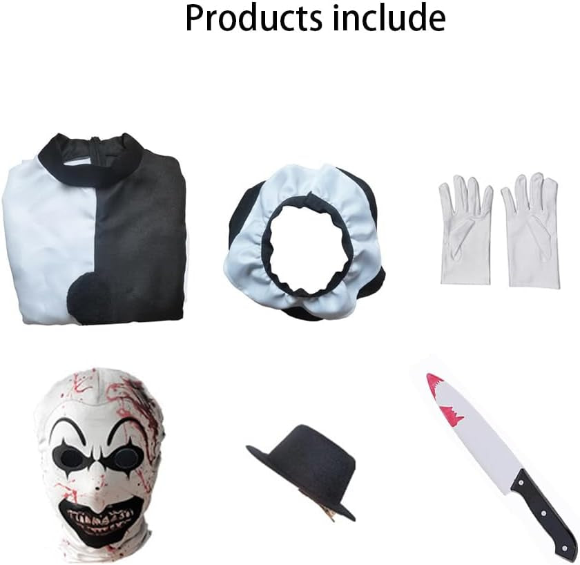 Movie Costume Jumpsuit Movie Outfit Black White Bodysuit Full Set Halloween with Mask