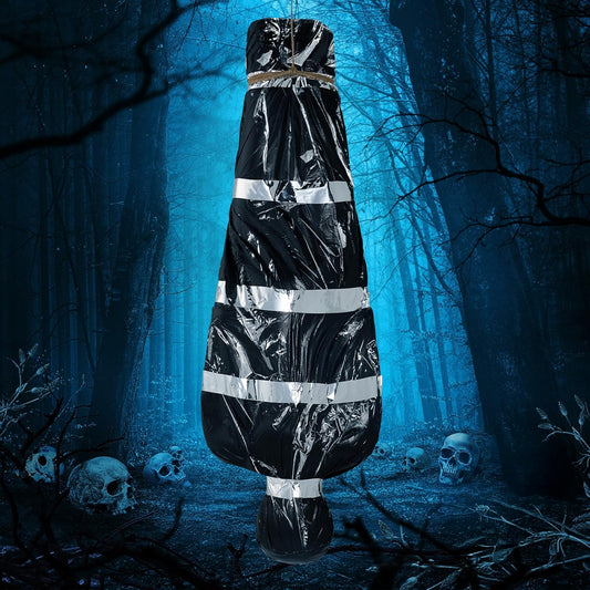 5Ft Hanging Corpse Dead Victim Props Scary Inflatable Halloween Decorations Outdoor, Creepy Body Haunted House Decor Props for Indoor Lawn Yard Party Garden
