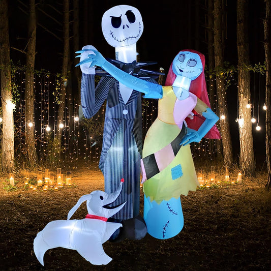 6 Ft Inflatable Halloween Yard Decorations Outdoor - Halloween Skeleton and Dog Blow up Decoration - Built-In  - for Halloween Outdoor Lawn Decorations