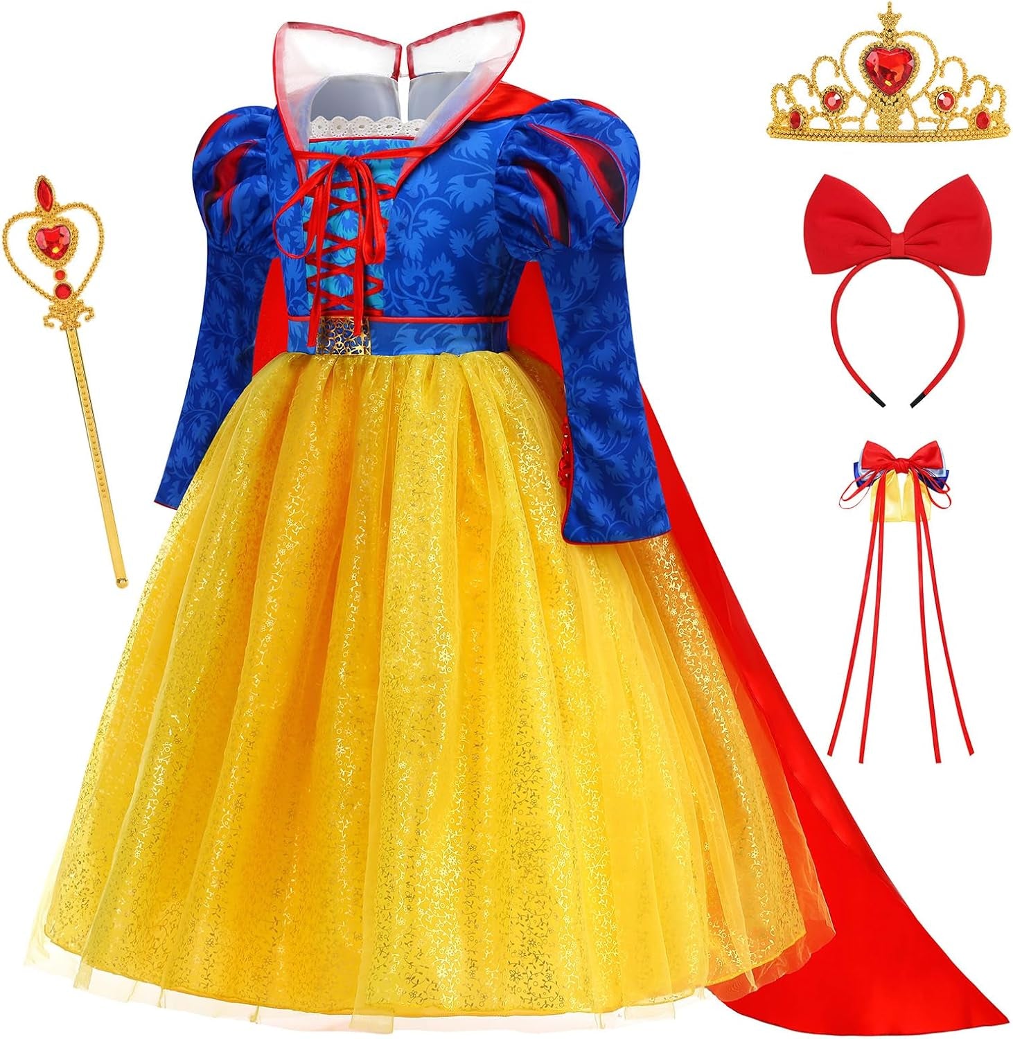 Princess Costume for Girls Dresses Kids Outfit for Halloween Cosplay with Accessories