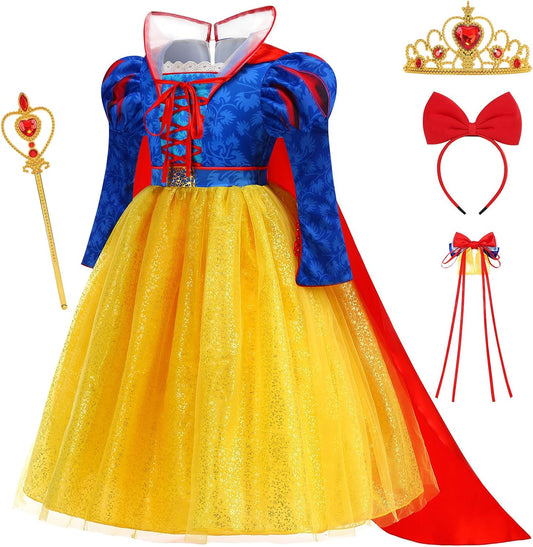 Princess Costume for Girls Dresses Kids Outfit for Halloween Cosplay with Accessories