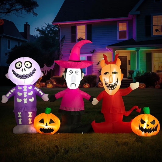 5 Ft Halloween Inflatable Yard Decoration, Outdoor Blow up Yard Fun Decor, Built-In LED Lights for Outdoor Halloween Lawn Decor